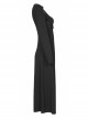 Steam Punk Female Black Mesh Stitching Buckle Split Dress