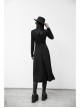 Steam Punk Female Black Mesh Stitching Buckle Split Dress