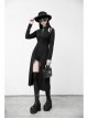 Steam Punk Female Black Mesh Stitching Buckle Split Dress