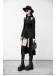 Steam Punk Female Black Mesh Stitching Buckle Split Dress