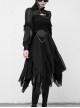 Steam Punk Female Black Elegant Chiffon Lace Stitching High Waist Dress