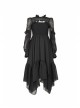Steam Punk Female Black Elegant Chiffon Lace Stitching High Waist Dress