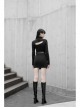 Steam Punk Female Black Hollow Slim-fitting Long Sleeve Dress