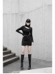 Steam Punk Female Black Hollow Slim-fitting Long Sleeve Dress