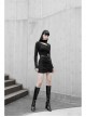 Steam Punk Female Black Hollow Slim-fitting Long Sleeve Dress