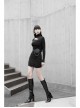 Steam Punk Female Black Hollow Slim-fitting Long Sleeve Dress