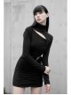 Steam Punk Female Black Hollow Slim-fitting Long Sleeve Dress
