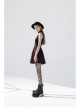 Steam Punk Female Black Red Lattice Mesh Stitching Buckle Belted Dress