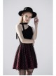 Steam Punk Female Black Red Lattice Mesh Stitching Buckle Belted Dress