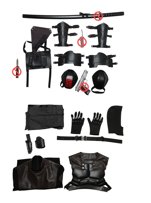 G.I.Joe Retaliation Snake Eyes Black Battle Suit Halloween Cosplay Costume Full Set Without Props Weapon