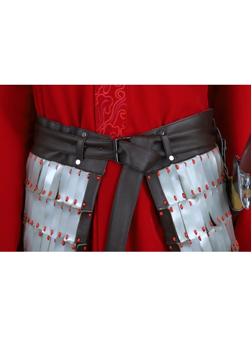 Mulan Red Battle Suit Halloween Cosplay Costume Full Set Without Props Sword