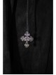 Big Pendulum Collar Hand Embroidery Shawl Cross Pendant Decoration Black Punk Long Coat
