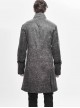 Stand-Up Collar Front Metal Buckle Leather Hasp Lace-Up Grey Punk Coat