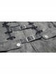Stand-Up Collar Front Metal Buckle Leather Hasp Lace-Up Grey Punk Coat