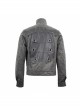 Stand-Up Collar Metal Rivet Decoration Front Chest Bandage Grey Punk Coat