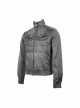 Stand-Up Collar Metal Rivet Decoration Front Chest Bandage Grey Punk Coat