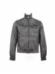 Stand-Up Collar Metal Rivet Decoration Front Chest Bandage Grey Punk Coat