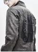 Stand-Up Collar Metal Rivet Decoration Front Chest Bandage Grey Punk Coat