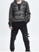 Stand-Up Collar Metal Rivet Decoration Front Chest Bandage Grey Punk Coat