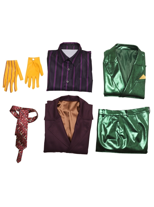 Gotham Season 5 The Joker Purple Coat Green Suit Halloween Cosplay Costume Full Set