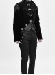 Front Chest Hand Embroidery Vintage Hook Clasp Black Gothic Weft Velvety Coat