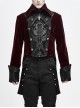 Front Chest Embroidery Retro Glass Button Wine Red Gothic Weft Velvety Coat