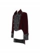 Front Chest Embroidery Retro Glass Button Wine Red Gothic Weft Velvety Coat