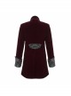 Front Chest Embroidery Retro Glass Button Wine Red Gothic Weft Velvety Coat