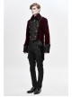 Front Chest Embroidery Retro Glass Button Wine Red Gothic Weft Velvety Coat