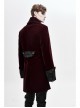 Front Chest Embroidery Retro Glass Button Wine Red Gothic Weft Velvety Coat