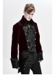 Front Chest Embroidery Retro Glass Button Wine Red Gothic Weft Velvety Coat