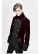 Front Chest Embroidery Retro Glass Button Wine Red Gothic Weft Velvety Coat
