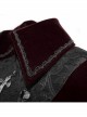 Front Chest Embroidery Retro Glass Button Wine Red Gothic Weft Velvety Coat