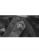 Stand-Up Collar Metal Hasp Leather Belt Black Punk Hand Rub Leather Long Coat