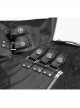 Stand-Up Collar Metal Hasp Leather Belt Black Punk Hand Rub Leather Long Coat