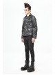 Metal Skull Decoration Metal Eyelets Belt Black Punk Painted Pattern Leather Coat