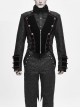 Stand-Up Collar Front Chest Metal Retro Button Back Waist Lace-Up Dovetail Hem Black Gothic Jacquard Coat