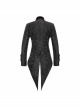 Stand-Up Collar Front Chest Metal Retro Button Back Waist Lace-Up Dovetail Hem Black Gothic Jacquard Coat