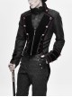Stand-Up Collar Front Chest Metal Retro Button Back Waist Lace-Up Dovetail Hem Black Gothic Jacquard Coat