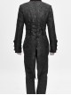 Stand-Up Collar Front Chest Metal Retro Button Back Waist Lace-Up Dovetail Hem Black Gothic Jacquard Coat
