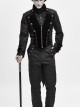 Stand-Up Collar Front Chest Metal Retro Button Back Waist Lace-Up Dovetail Hem Black Gothic Jacquard Coat