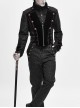 Stand-Up Collar Front Chest Metal Retro Button Back Waist Lace-Up Dovetail Hem Black Gothic Jacquard Coat
