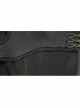 Asymmetrical Slanted Lapel Metal Hasp Lace-Up Long Sleeve Black Punk Twill Hooded Coat