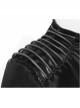 Irregular Collar Metal Hasp Lace-Up Black Punk Leather Coat