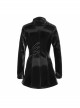 Irregular Collar Metal Hasp Lace-Up Black Punk Leather Coat