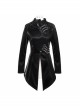 Irregular Collar Metal Hasp Lace-Up Black Punk Leather Coat