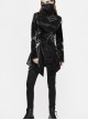 Irregular Collar Metal Hasp Lace-Up Black Punk Leather Coat