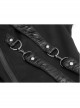 Metal Nail Leather Strap Irregular Hem Black Punk Knitted Fleece Hooded Long Coat