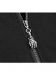 Metal Nail Leather Strap Irregular Hem Black Punk Knitted Fleece Hooded Long Coat