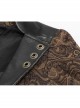 Front Metal Retro Button Chain Decoration Brown Punk Jacquard Short Coat
